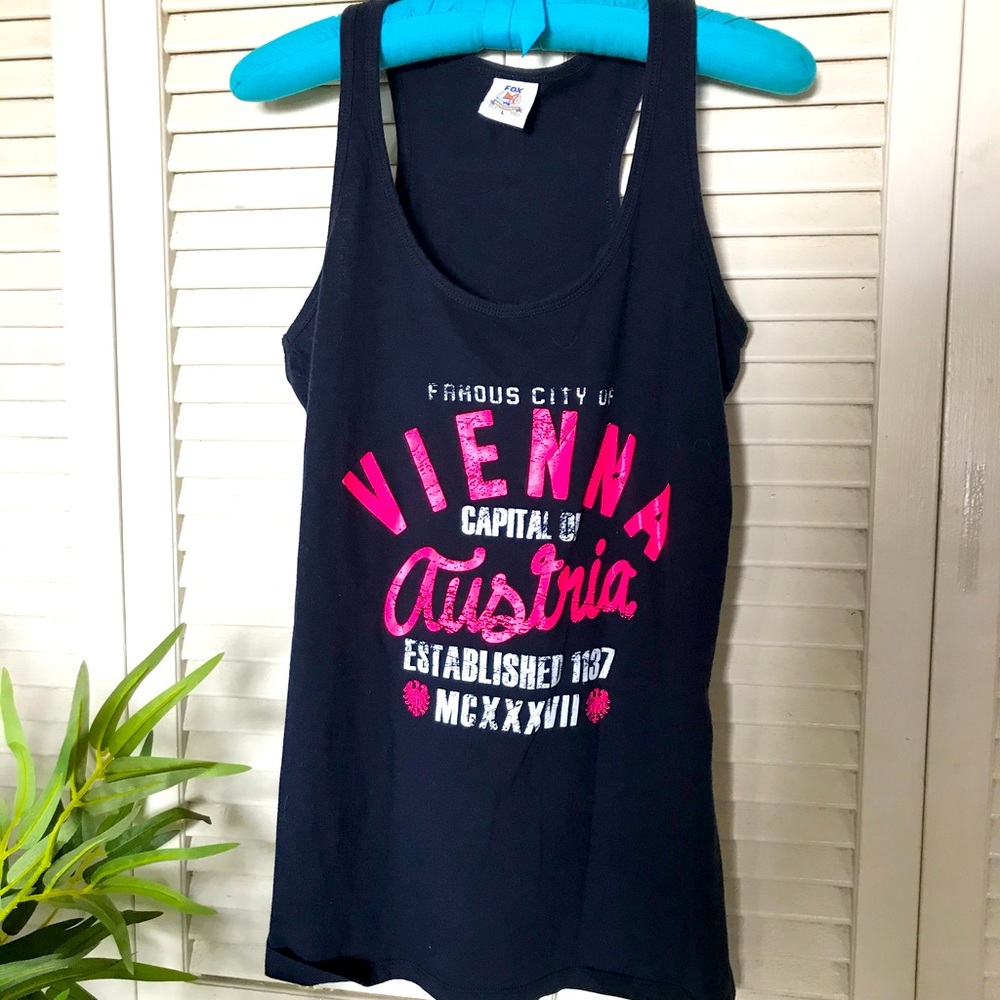 Fox originals Vienna Austria Black top cotton sz L